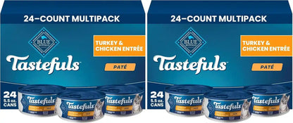 Blue Buffalo Tastefuls Wet Cat Food Paté Variety Pack (Chicken, Turkey & Chicken, Ocean Fish & Tuna) for Adult Cats, Made with Natural Ingredients, 5.5-Oz. Each (24 Cans)24
