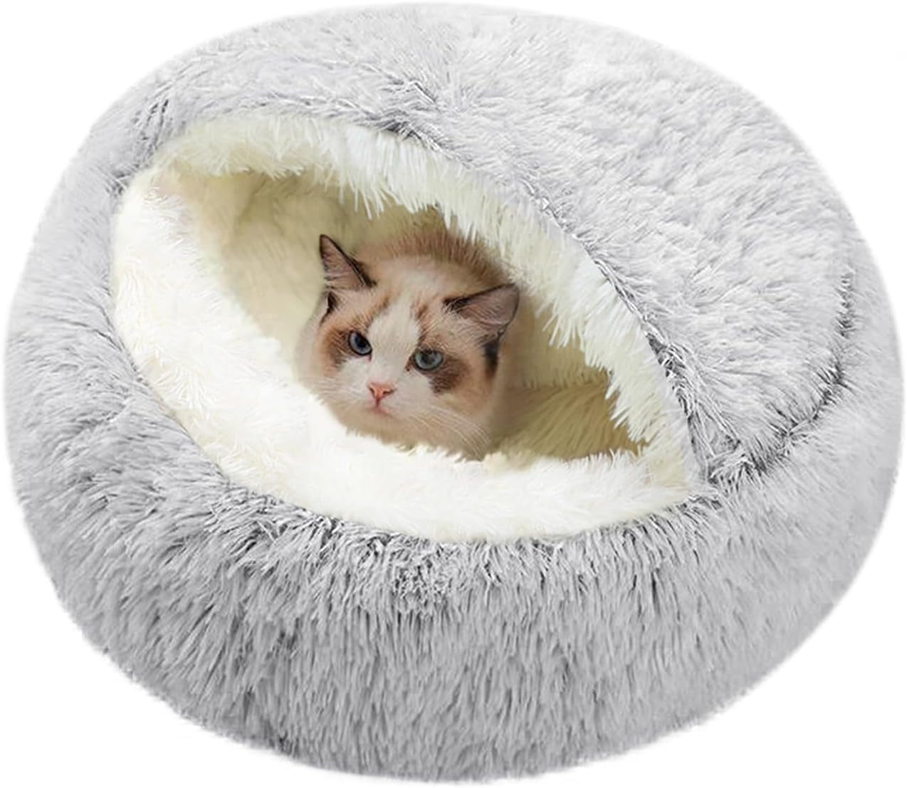 suoxu-small-dog-bed-nest-warm-super-soft-plush-faux-fur-washable-dog-bed-with-non-slip-bottom-for-medium-small-dogs-snooze-sleeping-indoor-gray-65cm-25in