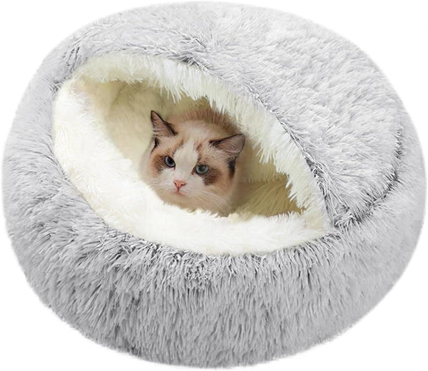 SUOXU Small Dog Bed, Nest Warm Super Soft Plush Faux Fur Washable Dog Bed with Non-Slip Bottom for Medium Small Dogs Snooze Sleeping Indoor (Gray-65Cm/25In)8