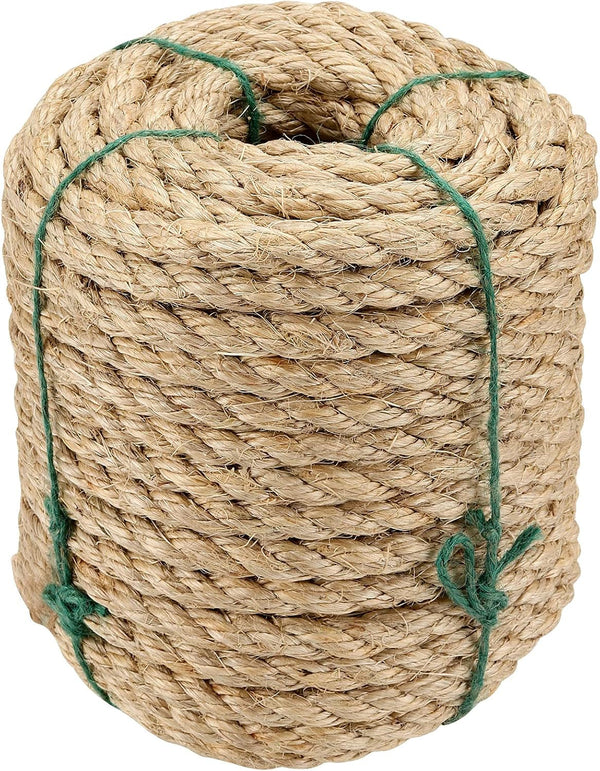 1/2 Inch Sisal Rope, 100 Feet Twisted Sisal Rope for Repairing, Recovering Cat Scratching Post, Bundling, Decoration, Wall Hangings, Tie Downs1