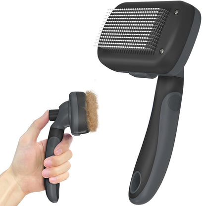 Dipoo Self Cleaning Shedding Brush - Skin Friendly Grooming Tool for Dogs, Cats, and Puppies, Deshedding and Hair Removal for Long and Short Haired Pets, Black11