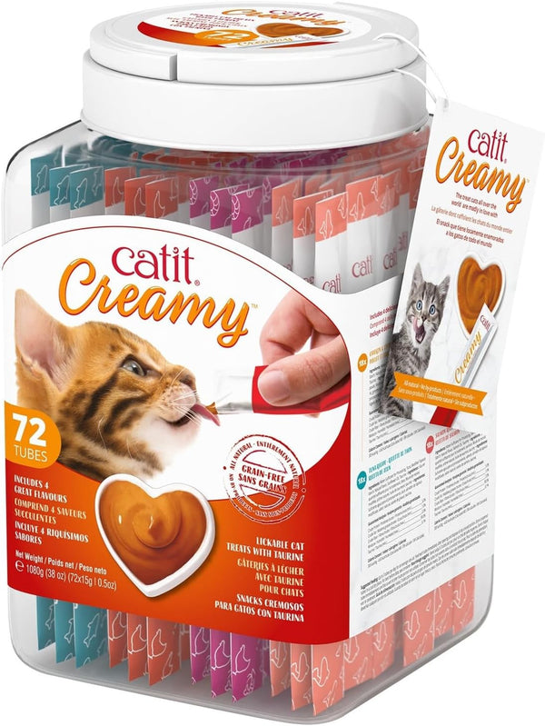 Catit Creamy Lickable Cat Treat – Hydrating and Healthy Treat for Cats of All Ages - Assortment, 72-Pack1