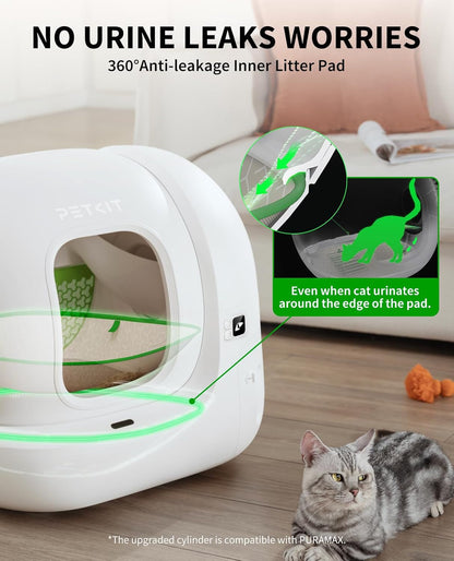 PETKIT Puramax 2 Automatic Self-Cleaning Cat Litter Box, App Control Automatic Litter Box with Safety Sensors, Odor Free & Anti-Leakage Basic Bundle Includes Trash Bags,2.4G Wifi & Low Entrance4