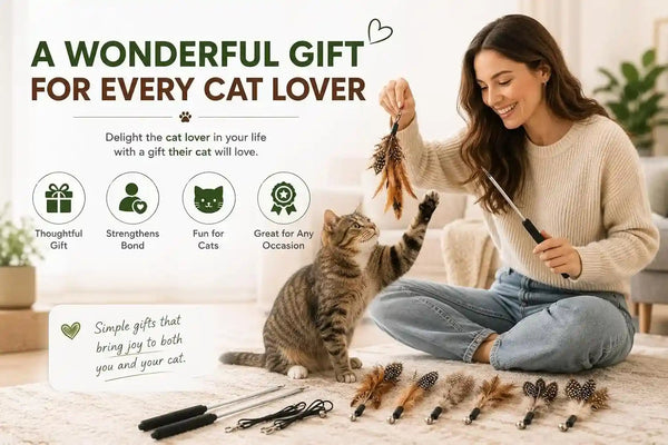 Cat Toys - No Chemical Dyeing Cat Feather Toys for Indoor Cats - Include Cat Wand and Natural Feather Refills3