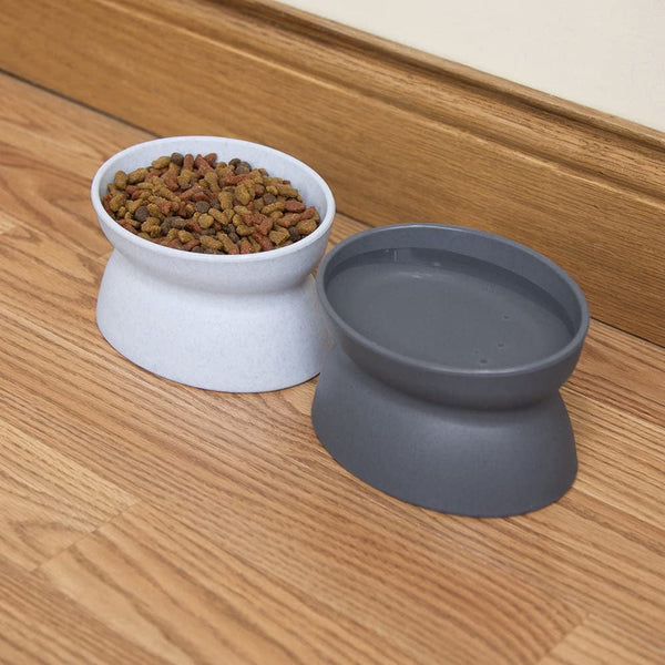 Kitty City Elevated Cat Bowls (Set of 2), Whisker-Friendly Raised Cat Food & Water Dishes, Modern Pedestal Design, Dishwasher Safe, 6.5 Oz Each – White & Gray5