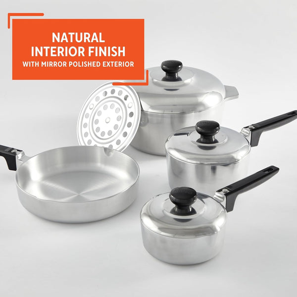 USA Heavy Duty 8-Piece Cast Aluminum Cajun Cookware Set, Silver | Mirror-Polished Finish, Bakelite Handles and Knobs with Lids, Ideal for Most Kitchen Tasks, Great for Home Cooks4