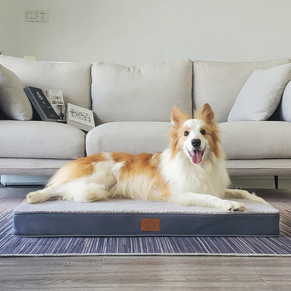 Sunheir Washable Extra Large Dog Bed Covers Soft Plush Replacement, Waterproof Dog Bed Liner, Pet Bed Cover with Zipper 44X32X3 Inches, Grey, Cover Only5