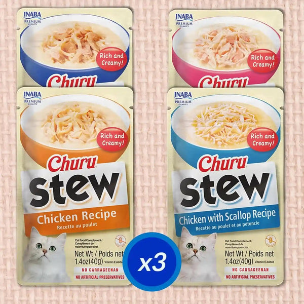 INABA Churu Stew for Cats, Side Dish Pouch with Vitamin E, 1.4 Ounces per Pouch, 12 Pouches, Chicken & Seafood Variety5