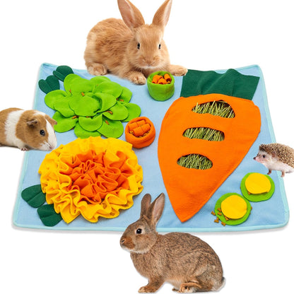 Rabbit Snuffle Mat, Bunny Foraging Feeding Toy for Small Pet | Small Animal Enrichment Toy Washable Feeding Mat for Guinea Pig Chinchilla Hedgehog Ferret1