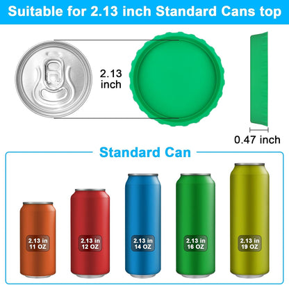 6 Pack Silicone Soda Can Cover Lids, Reusable Soda Can Lids Beer Can Covers Pop Can Covers, BPA Free Silicone Can Cover, Stopper and Protector for Soda, Beer, Beverage, Juice, Coke, Fits Standard Cans2