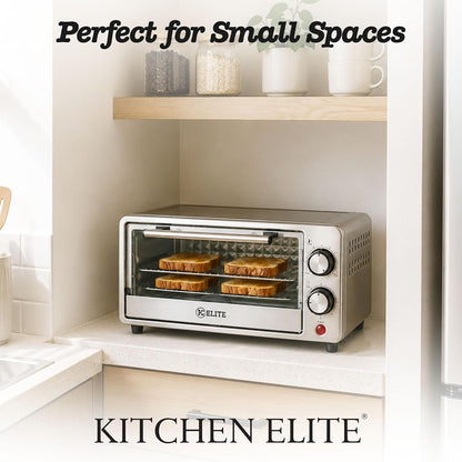 Toaster Oven, Compact Countertop Appliance with Bake Tray, Wire Rack, Adjustable Timer, and Temperature Control, Black8