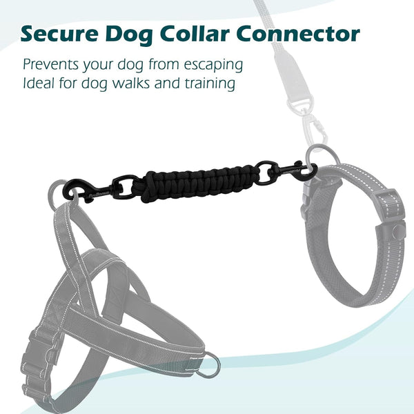 Petbonus Dog Collar Safety Clip, Handmade Prong Collar to Harness Connector | Dog Leash Backup Safety Strap, Escape Proof, Double Ended Clasp, Lead Connector for Pinch Collar, Harness (Black)5