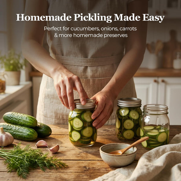 Regular Mouth Mason Jars 16 Oz with Lids, 3 Pack Canning Jars | Airtight Safety-Button Lids, Food Grade Pint Size Jars, Freezer Safe Glass, Incl. 4 Chalkboard Labels, Bpa-Free Material5