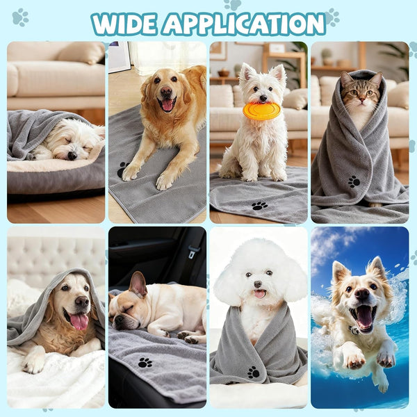 Puomue 2 Pack Microfiber Dog Towels for Drying Dogs, Super Absorbent and Soft Pet Towels for Dogs or Cats, 40''X23.6'', Pet-Friendly, Perfect for Pets of Different Sizes and Fur Types, Grey6