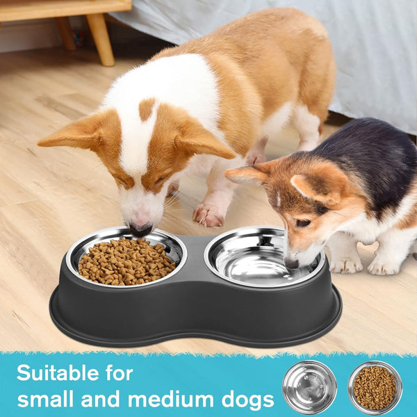 Epetslove Stainless Steel Dog Bowls Double Non-Slip Dog Water and Food Bowl | Pet Feeder Bowls, Dog Dishes, Raised Feeding Design, Double Bowls Set, for Puppies, Medium Dogs and Cats, Outdoor / Indoor7