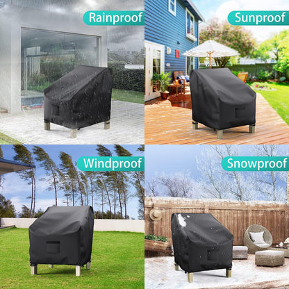 2 Pack Outdoor Patio Chair Covers Waterproof 38"Wx31"Dx29"H, Black | Patio Furniture Covers Protect from Rain, Dust & UV; Heavy-Duty Oxford Fits Lounge, Deep Seat & High Back Chairs on Lawns3