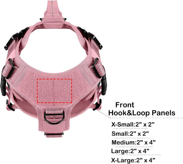 ICEFANG No Pull Tactical Dog Harness for Large Dogs,Adjustable Dog Vest | Control Handle,Molle Panel,Front Hook,3 Leash Clips,Soft Padded,For Walking Training,Pink,Large3