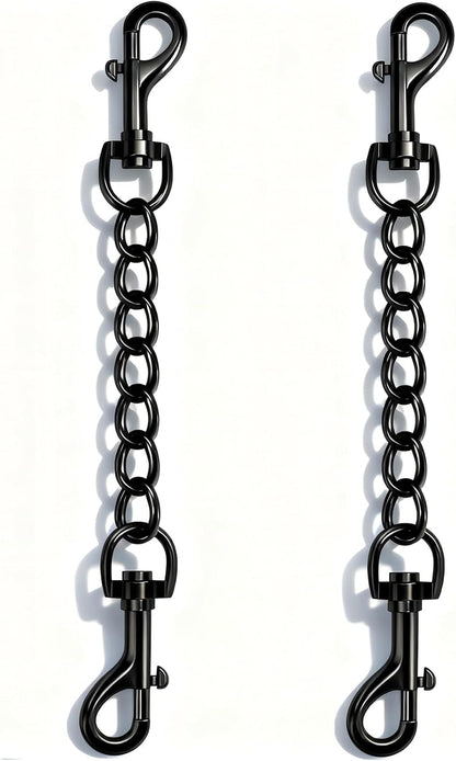 2 PCS Dog Collar Metal Safety Clip, Harness Collar Leash Chain Connector, Heavy Duty Double End Spring Backup Buckle Clasp, Escape-Proof Safety Accessory (Small, Black)9