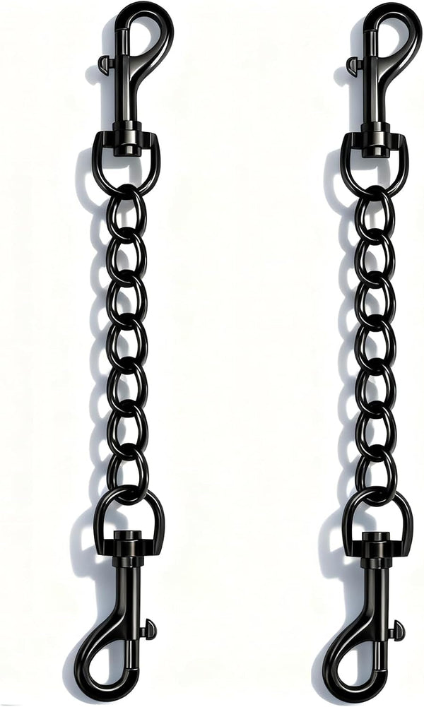 2 PCS Dog Collar Metal Safety Clip, Harness Collar Leash Chain Connector, Heavy Duty Double End Spring Backup Buckle Clasp, Escape-Proof Safety Accessory (Small, Black)9