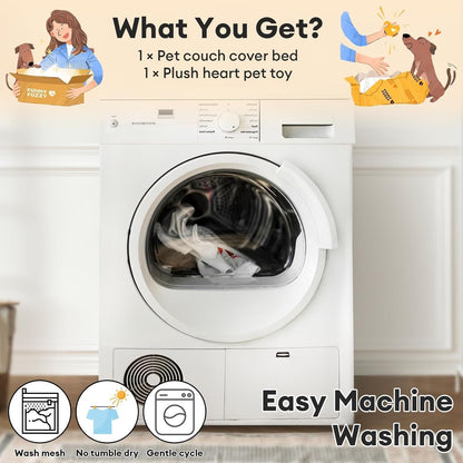 FUNNY FUZZY Pet Fluffy Fuzzy Couch Cover, Calming Washable Dog Bed Sofa Protector Pets Mat for Small Medium Dogs and Cats (Coffee,33.45 × 28.35 × 5.51 In)4
