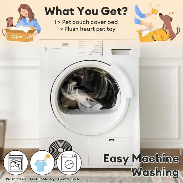 FUNNY FUZZY Pet Fluffy Fuzzy Couch Cover, Calming Washable Dog Bed Sofa Protector Pets Mat for Small Medium Dogs and Cats (Coffee,33.45 × 28.35 × 5.51 In)4