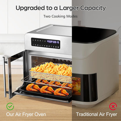 French Door Air Fryer Toaster Oven Combo, 24QT 10-In-1 Oven | 1700W Heating, Adjustable Fan Speed, Rotisserie Function, 102-Recipe Book, Removable Crumb Tray, Stainless Steel Finish8