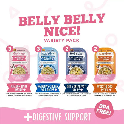 Weruva Meals 'N More Natural Wet Dog Food, Belly Belly Nice! Digestive Support Variety Pack, 3.5Oz Cup (Pack of 10)3
