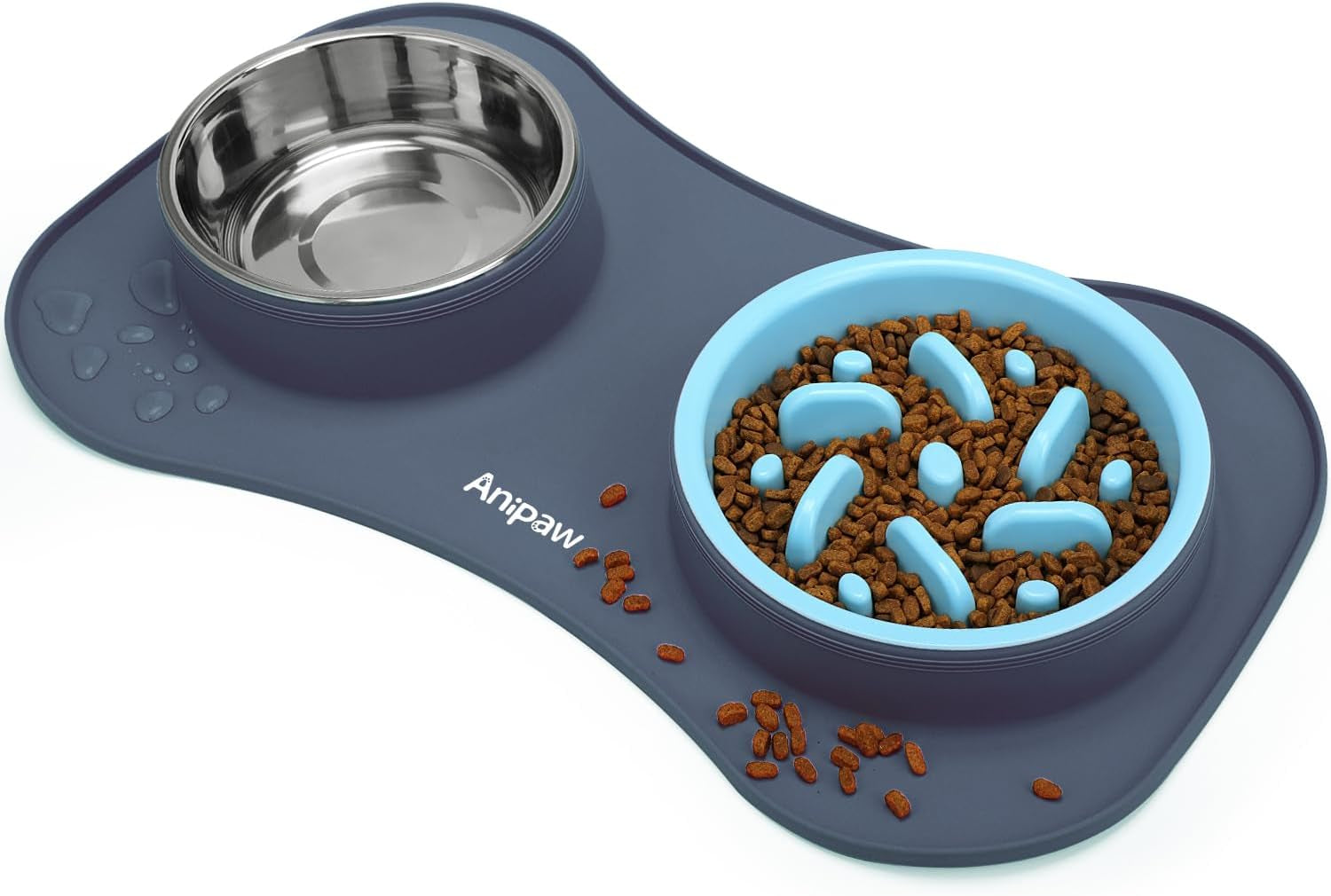 anipaw-slow-feeder-dog-bowls-3-in-1-stainless-steel-food-and-water-bowls-with-non-spill-and-skid-silicone-mat-to-slow-down-eating-for-large-medium-small-breed-size-dogs-and-cats-durable-non-spill-non-skid-with-silicone-mat-design-slow-down-eating-suitable-for-small-medium-large-dogs-and-cats