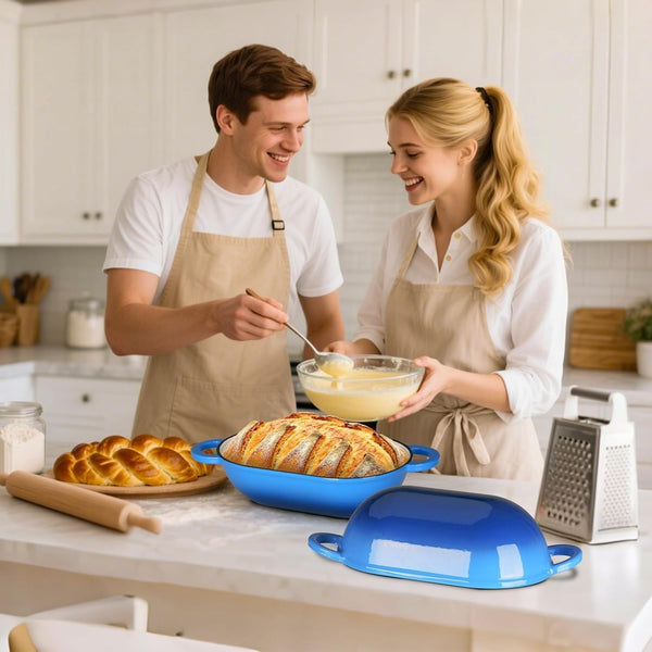 2.5Qt Enameled Cast Iron Dutch Oven for Sourdough Bread Baking, Oven Safe Dutch Oven Pot with Lid, Non-Stick Bread Oven Pot, Blue5