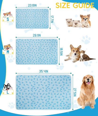 Upgraded Dog Cooling Mat for Dogs& Cats,Ice Silk Self Cooling Mat for Dogs(Q-Max>0.5),Washable Breathable Non-Slip Summer Dog Bed Mats for Crate Car Sofa Indoor Outdoor,Light Blue 29.1×18.5In6