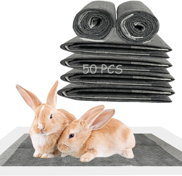 100 Pcs Disposable Rabbit Pee Pads,Pet Pees Pad Cage Black Carbon Liner,Super Absorbent Leak Proof Cushion Reduce Odor Bunny Training Accessories for Kitten Puppy Hamsters Hedgehog8