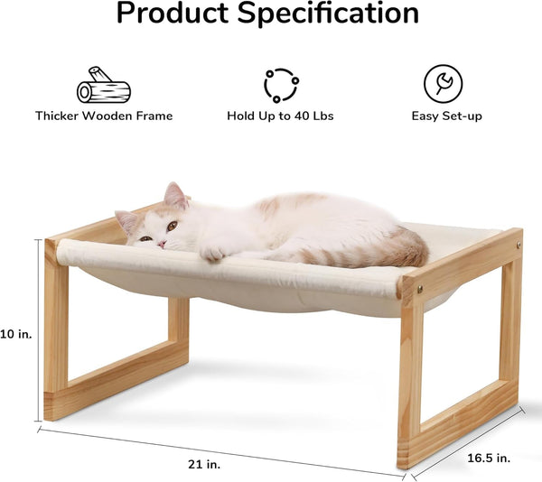 FUKUMARU Large Cat Hammock, Raised Dog Bed for Indoor and Outdoor, Washable | 21" Wooden Pet Beds, Cozy Velvet Cat Couch, Elevated Pet Sofa for Puppy, Bunny and Small Animal7