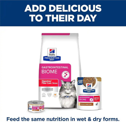 HILL'S PRESCRIPTION DIET GI Biome Stress Digestive/Fiber Care Dry Cat Food | #1 Veterinarian Recommended, Chicken Recipe, 8.5 Lb. Bag8