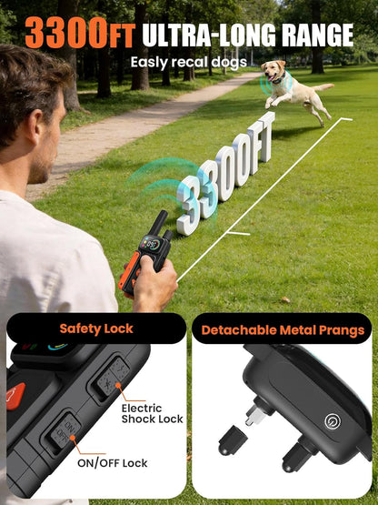 2-In-1 Dog Bark Collar & Shock Collar, IPX7 Waterproof E Collars with AI Anti-Bark/Beep/Vibration/Shock/No Shock for Small Medium Large Dog(5-120Lbs), Dog Training Collar with 3300FT Remote5