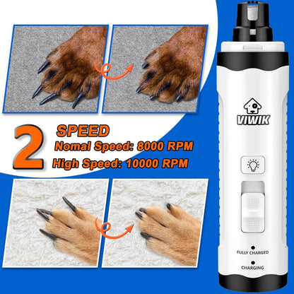 VIWIK Dog Nail Trimmers with Light, Cat Dog Nail Clippers, Dog Nail Grinder Quiet for Large Medium Small Dogs Paw & Cats Claw, Electric 2-Speed Pet Toenail Grooming Supplies, Gifts for Dog Lovers.2