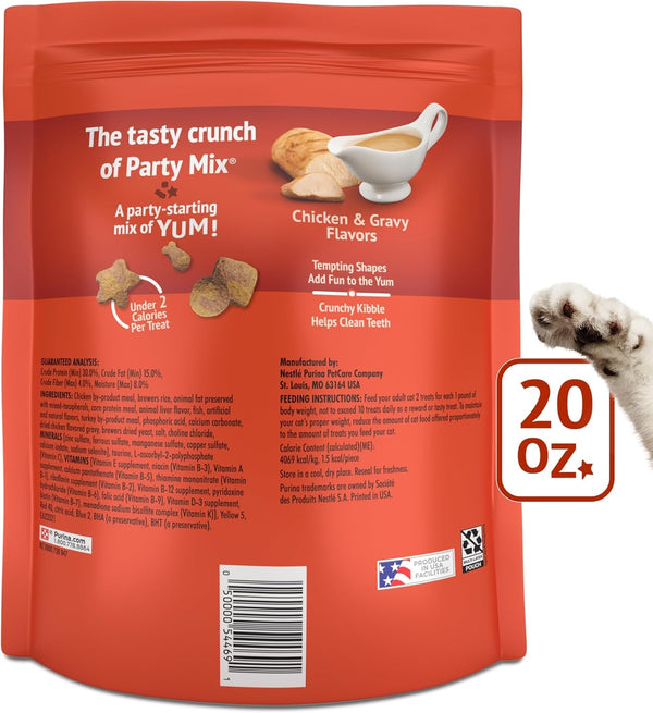 Purina Friskies Cat Treats, Party Mix Gravy-Licious Crunch Chicken and Gravy Flavors - 20 Oz. Pouch9