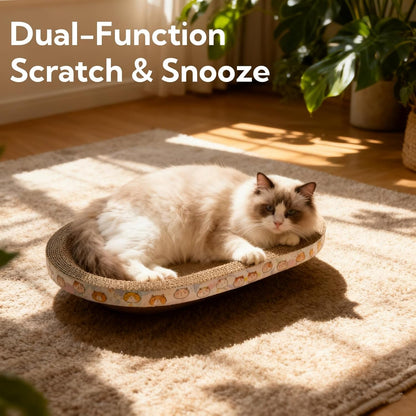 3 Pack Large Cat Scratcher Cardboard, Oval Cat Scratcher Bed Cat Scratch Pad Board Lounge Couch for Indoor Cats Bowl Shaped Cat Scratching Post Nest for Cats Grinding Claw Furniture Protector2