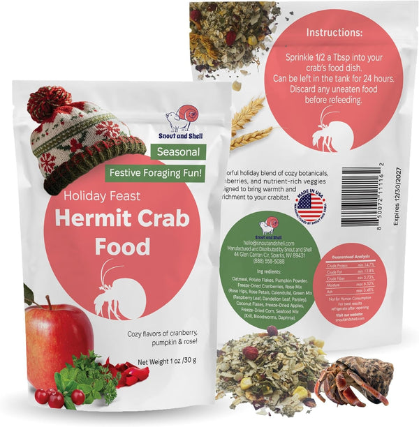 Natural Hermit Crab Food – High-Protein Hermit Food with Real Fruit and Sprouted Grains – 65 G (2.3 Oz) Crab Food for Pet Hermit Crabs by Snout and Shell8