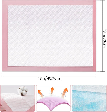 Pet Toilet Training Pads 100Count Disposable Puppy Pee Pads 18" X 13" for Dogs, Ultra Absorbent|Quick Dry|Leak-Proof Pet Potty Pads for Dog, Cat, Rabbits and Guinea Pigs (Pink)7
