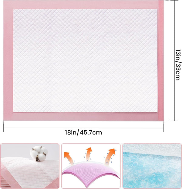 Pet Toilet Training Pads 100Count Disposable Puppy Pee Pads 18" X 13" for Dogs, Ultra Absorbent|Quick Dry|Leak-Proof Pet Potty Pads for Dog, Cat, Rabbits and Guinea Pigs (Pink)7