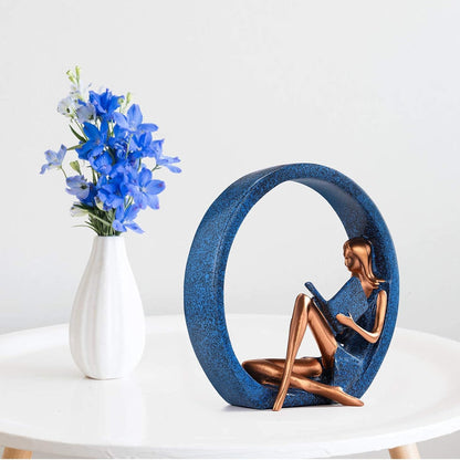 2PCS 11''H Girl Statues, Reading Girl Sculptures Ornaments, Blue | Abstract Sculptures, Yoga Girl Collectible Figurines for Home Office Living Room Table Bookshelf Desk Housewarming Décor8