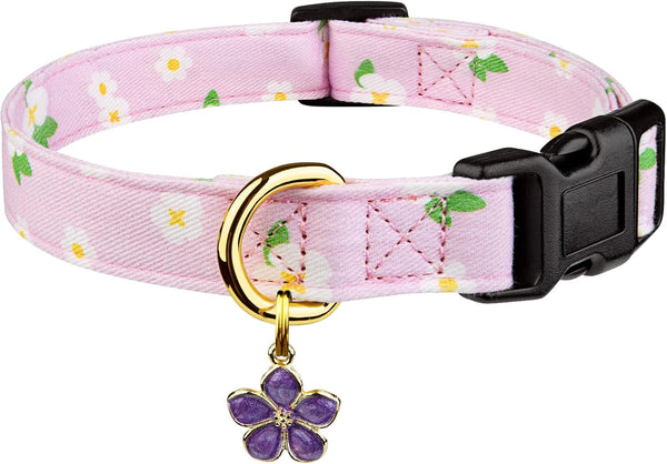 Cotton Dog Collar White and Pink Love Heart with Pendant Cute Dog Collar S | Handmade Distinctive Patterns Skin-Friendly and Breathable Girl Boy Dogs Collars23