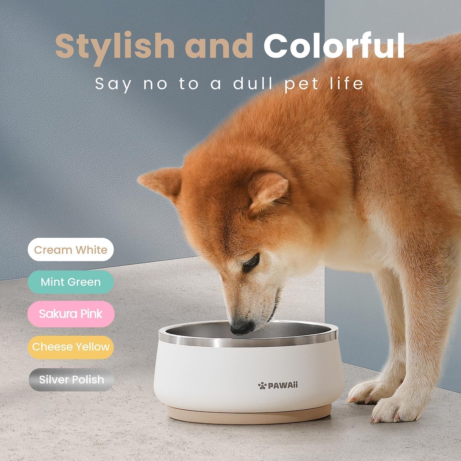 pawaii-dog-bowl-34-oz-stainless-steel-food-and-water-bowl-id-tag-1-pack-double-wall-design-non-slip-rubber-base-dishwasher-safe-smooth-open-design-not-a-slow-feeder-easy-rinse-interior