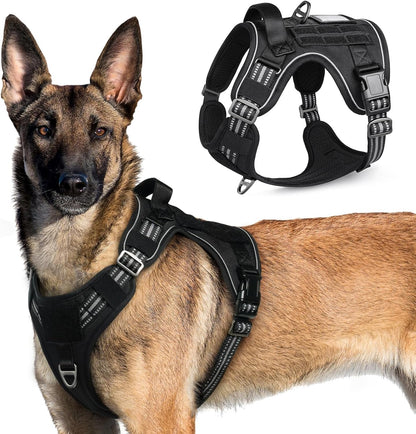 Rabbitgoo Tactical Dog Harness for Large, No Pull Military Service Vest | Molle & Handle, Heavy Duty, Adjustable, Reflective Straps, Easy Control for Training Walking, Black, Large25