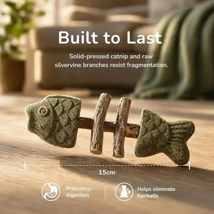 Sterling Whiskers Cat Chew Stick, Catnip & Silvervine Fishbone Toy, 2 PCS | Natural Catnip & Silvervine, Fishbone Texture, Chewing Enrichment, Oral Care Support, Indoor Cat Toy4