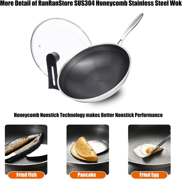 Large Hybrid Nonstick Stainless Steel Pan Skillet, 14.5In | PFOA Free Non-Stick Wok, Dishwasher Oven Safe, Stay Cool Handle, Works with Induction Cooktop/Ceramic/Gas/Electric Stove7
