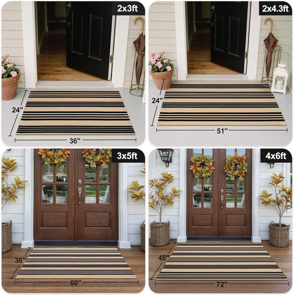 Front Door Mat 24"X51", Striped Porch Rug Outdoor Door Mat Fall Decor | Machine Washable Front Door Rug Welcome Door Mats outside Entrance Indoor Outdoor Rugs Cotton Woven Entry Rug for Porch/Patio3