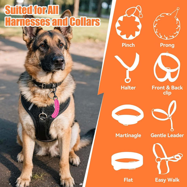 Dog Collar Safety Clip, Collar Companion, Handmade Backup Safety Strap, Double-Ended Clip Leash Connector, Suitable for Dog Harnesses, Prong, Pinch Collars (Pink, 1 Pack)6