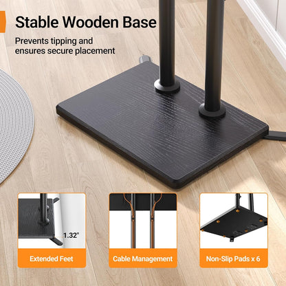 Universal Floor TV Stand for 32–75" Tvs up to 110 Lbs, Height-Adjustable Tall TV Stand with Solid Wood Base & Extra-Stable Anti-Tip Feet, Swivel TV Mount for Bedroom, VESA 400X400, PGFLS34B3