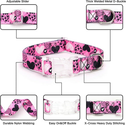 Serijoars Floral Print Puppy Dog Collar for Small Medium Large Dogs Collars with Quick Release Buckle for Girls Female Dog (NO10, S)5